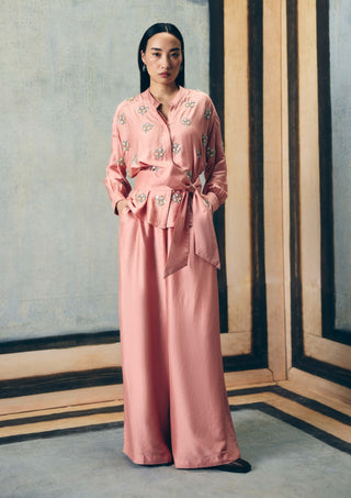 Pink aimi shirt with pants