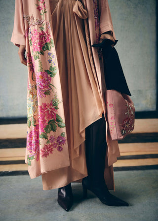 Pink bara blouse with skirt and jacket
