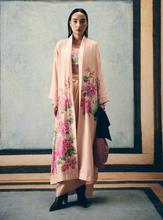 Pink bara blouse with skirt and jacket