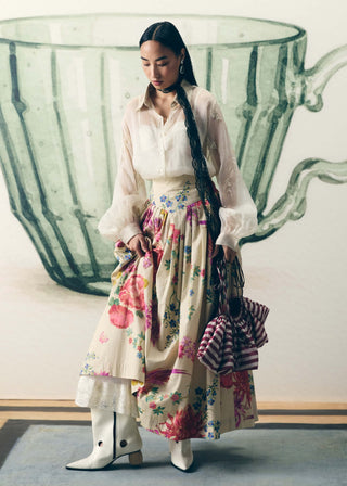 Ivory alora shirt with skirt and inner