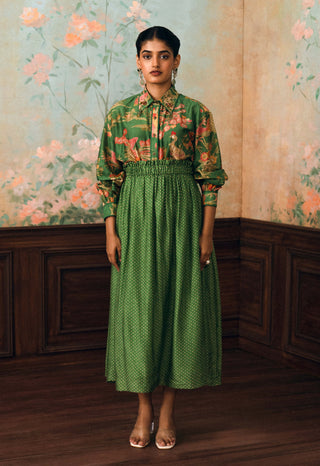 Green kristyn shirt and skirt set