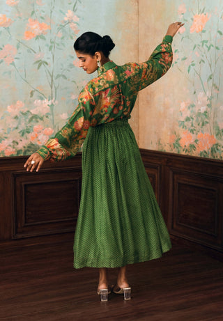 Green kristyn shirt and skirt set