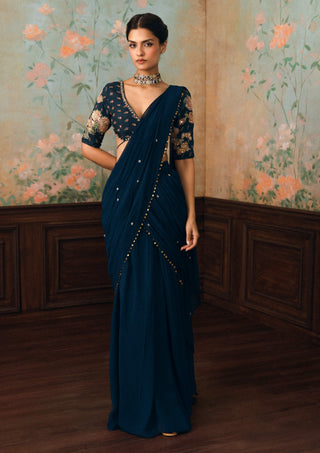 Space blue kaia sari set