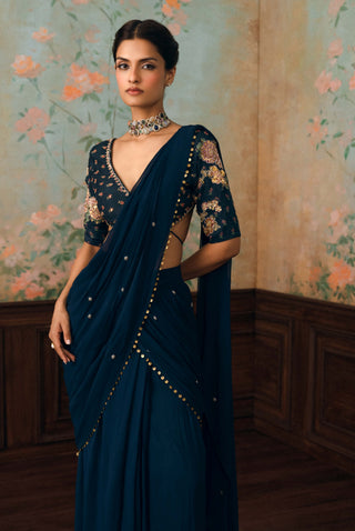 Space blue kaia sari set