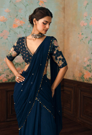 Space blue kaia sari set