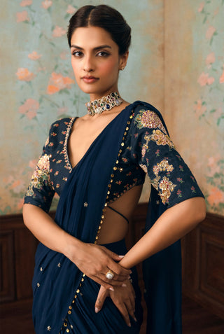 Space blue kaia sari set
