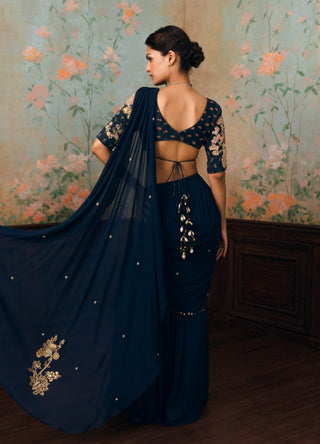 Space blue kaia sari set