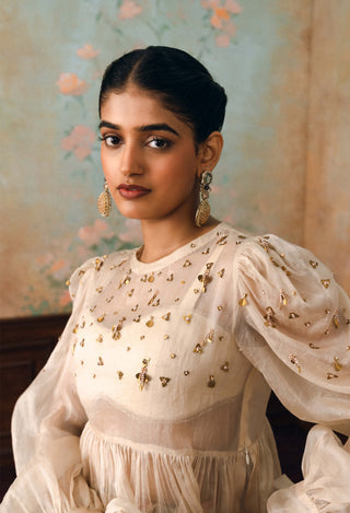 Ivory rosalie jacket, blouse and skirt set