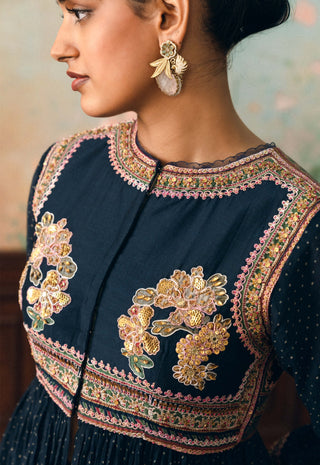 Space blue merlia peplum and palazzo set