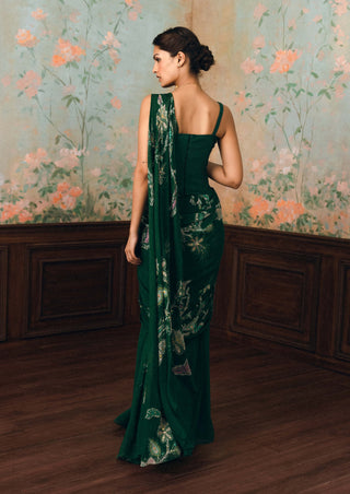 Forest green sofia sari with corset