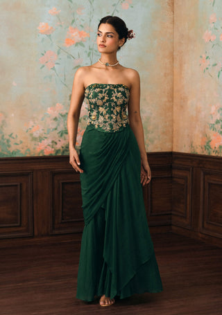 Forest green lilia corset and skirt set