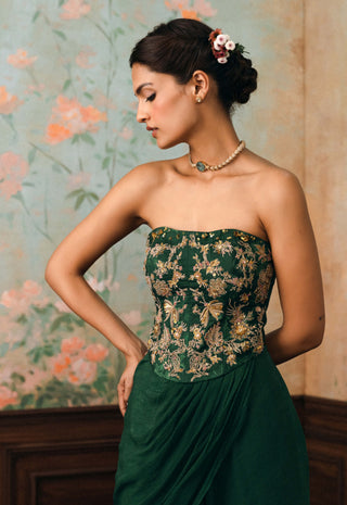 Forest green lilia corset and skirt set