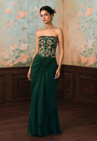 Forest green lilia corset and skirt set