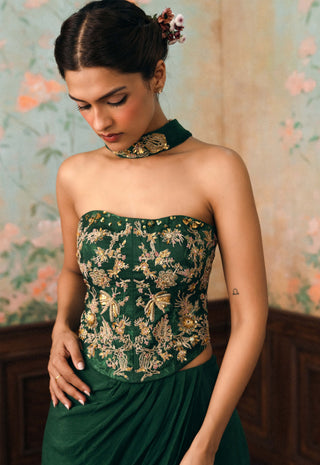 Forest green lilia corset and skirt set