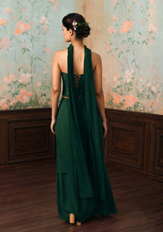 Forest green lilia corset and skirt set