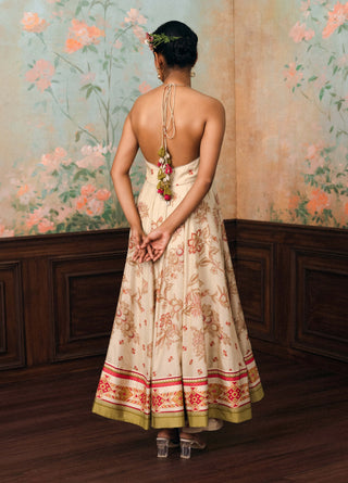 Ivory delphine anarkali, pant and dupatta set