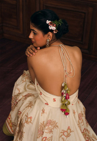 Ivory delphine anarkali, pant and dupatta set