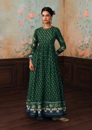 Forest green erika anarkali set