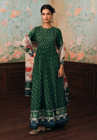Forest green erika anarkali set