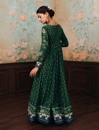 Forest green erika anarkali set