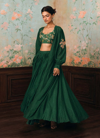 Forest green fallon jacket, blouse and skirt set