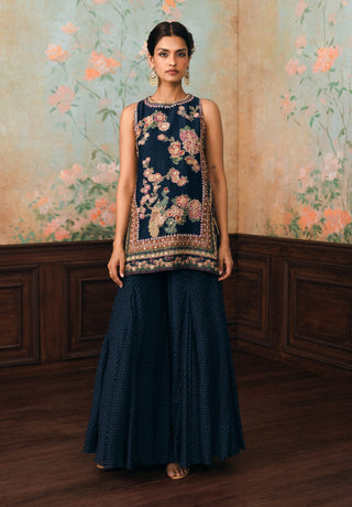 Space blue wildflower kurta and palazzo