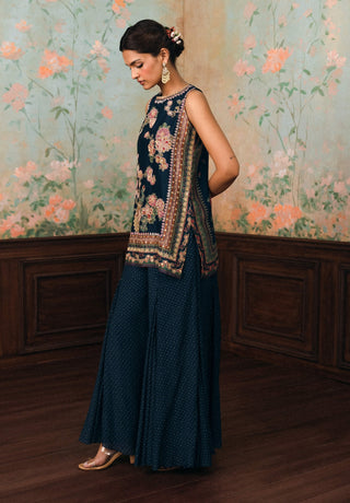 Space blue wildflower kurta and palazzo