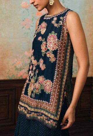 Space blue wildflower kurta and palazzo