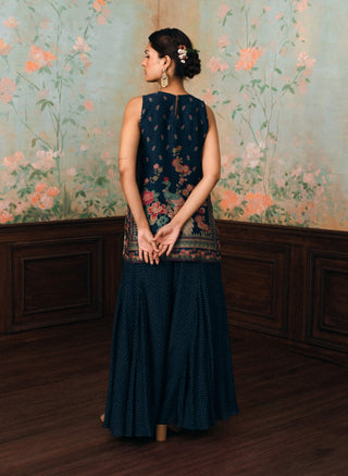 Space blue wildflower kurta and palazzo