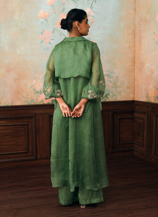 Green kathleen jacket, bustier and pant set