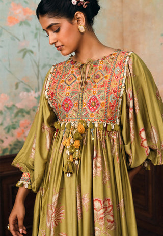 Olive green estella maxi dress