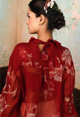 Crimson red kara organza shirt