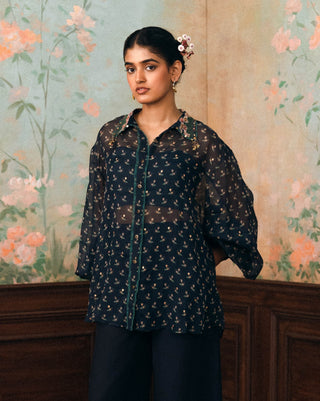 Space blue milo organza shirt