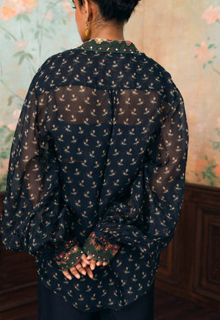 Space blue milo organza shirt