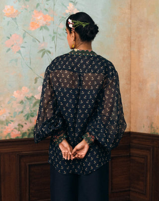 Space blue milo organza shirt