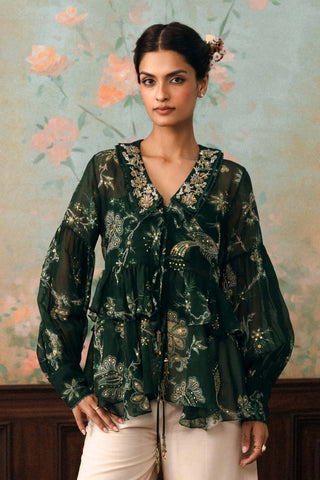 Forest green bixby organza shirt
