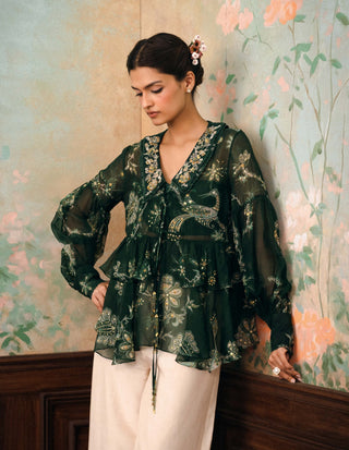Forest green bixby organza shirt
