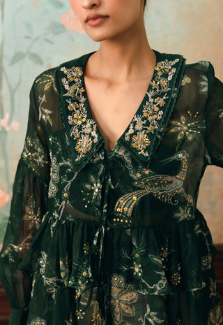 Forest green bixby organza shirt
