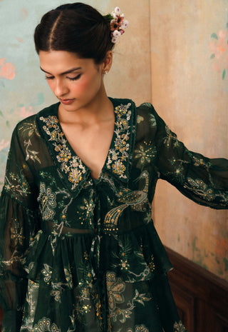 Forest green bixby organza shirt