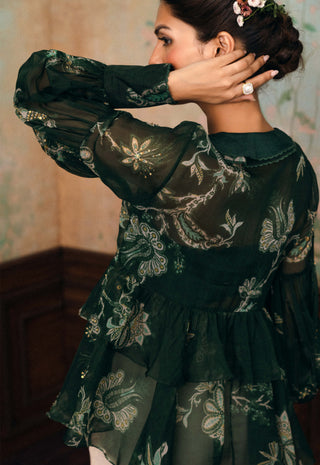 Forest green bixby organza shirt