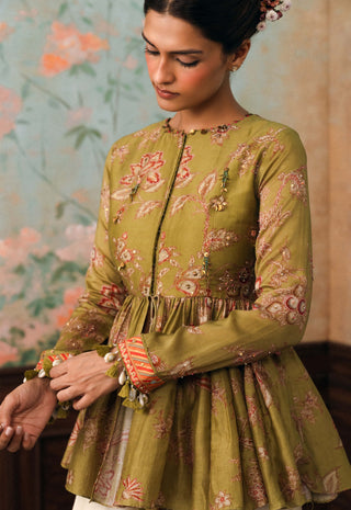 Olive green keira peplum and palazzo set