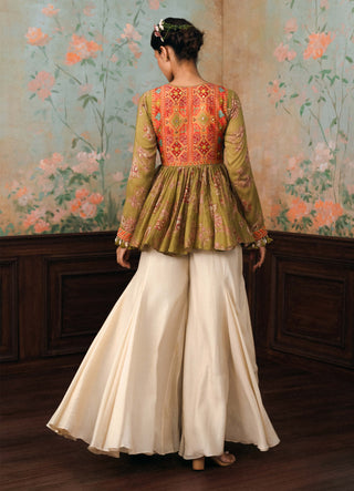 Olive green keira peplum and palazzo set
