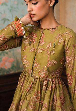 Olive green keira peplum and palazzo set