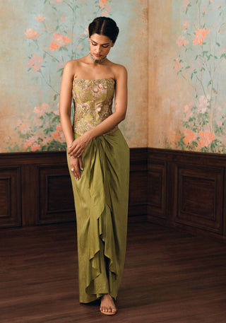 Olive green merliah corset, cape and skirt set