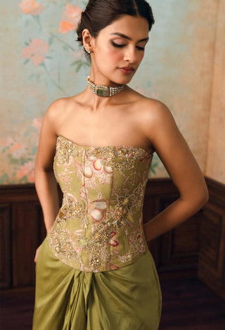 Olive green merliah corset, cape and skirt set