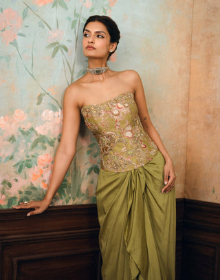 Olive green merliah corset, cape and skirt set