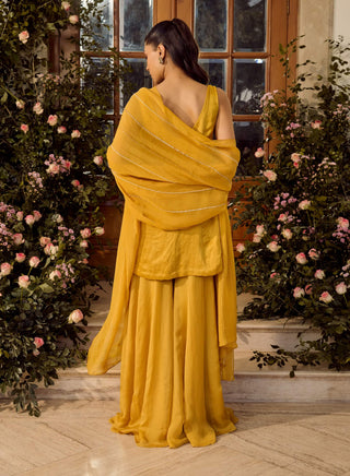 Marigold Mustard Sharara Set by Parul Gandhi available on Indiaspopup.com