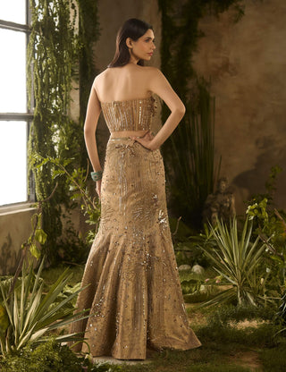 Lustre gold lehenga and cape set