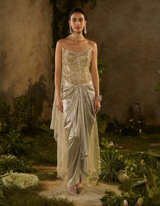 Lunaria gold drape skirt set