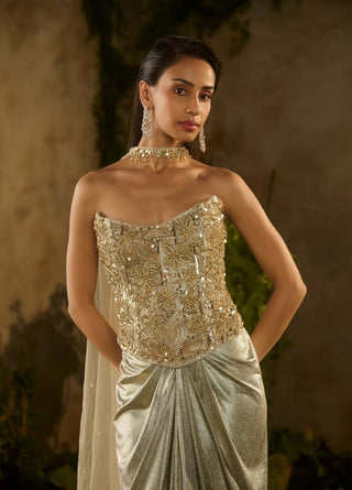 Lunaria gold drape skirt set